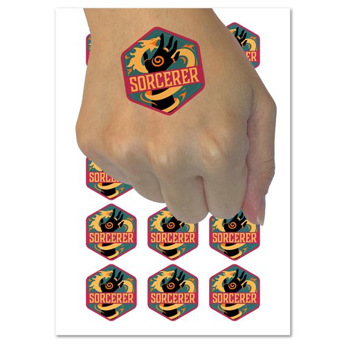 RPG Class Sorcerer Games Fantasy Gaming Temporary Tattoo Water Resistant Fake Body Art Set Collection - 54 1" Tattoos (1 Sheet)