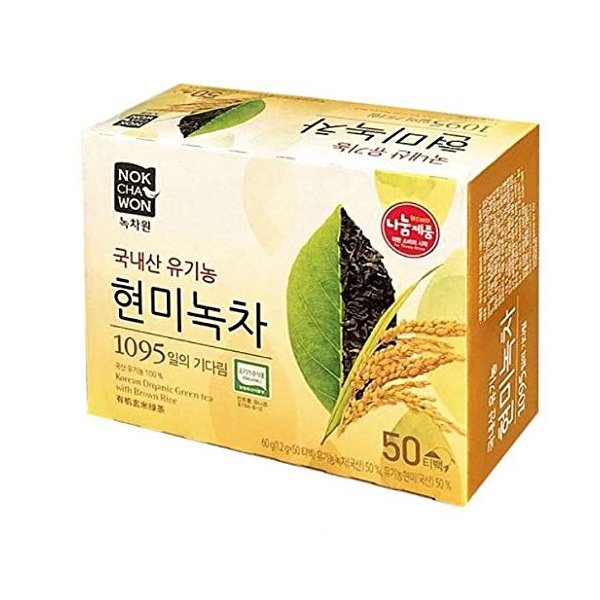 [Nokchawon] NEW USDA Certified Organic Brown Rice Green Tea 50 Tea Bags.