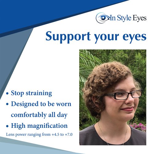 In Style Eyes Super Strength II High Magnification Reading Glasses - Full-Rimmed Rectangle Frame, Non-Polarized Lens - Burgundy - 7.0x