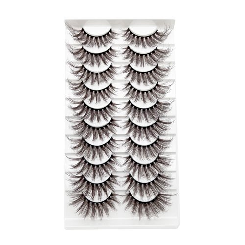 Brown Eyelashes Fairy Lashes Cat Eye Wispy False Eyelashes Mink Fluffy Dramatic Dark Brown Strip Lashes Fox Eye Long Volume Fake Eyelashes 10 Pairs (MQ608)
