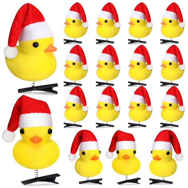 Luinabio 12 Pcs Christmas Yellow Duck Hairpin Set Xmas Duck Hair Clips Kawaii Cartoon Duck Hair Accessories for Women and Men for Holiday Home Party Props