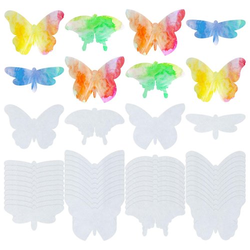 Motipuns 100 Pcs Color Diffusing Paper Butterflies Shape Color Diffusing Leaves 6 Inches Tissue Paper Leaves, Includes 4 Shapes for Personal Home Decoration Projects Writing DIY Greeting Cards