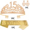 HnoonZ 15th Birthday Gifts for Girls,15th Sash and Tiara for Women,Crown 15 Birthday