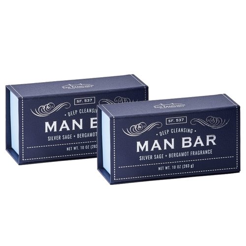San Francisco Soap Company Man Bar Set of 2 10 oz. Soap Bars (Silver Sage)
