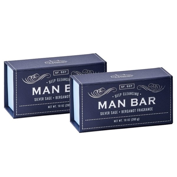 San Francisco Soap Company Man Bar Set of 2 10 oz. Soap Bars (Silver Sage)