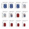4th of July press on nails Short Square Fake Nails with Fireworks Design Independence Day Patriotic Nails Acrylic False Nails USA America Glue on Nails Short Coffin Fourth of July Nail for Women 24Pcs