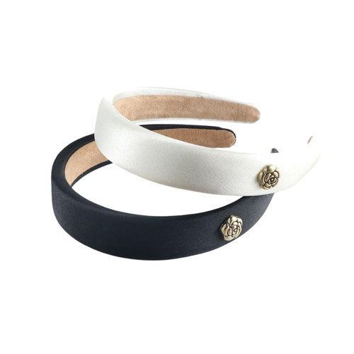 2Pcs Retro Elegant Rose Flower Headband, Women No Slip Wide Headbands Simple Hair Hoop Headdress Hair Accessories