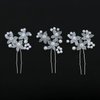 3pcs Crystal Bride Wedding Pearl Hair Pins Flower Hair Piece Rhinestone Bridal Hair Accessories for Women and Girls Silver Flower Headpieces for Brides Bridesmaids Women Girls