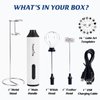 FoodVille MF05 Rechargeable Milk Frother USB Charging Handheld Foam Maker with Stainless Balloon Whisk for Cappuccino, Latte, Bulletproof Coffee, Keto Diet, Protein Powder, Matcha (White with Stand)