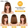 NOBLE HAIR Straight Bob Wigs with Bangs 12 Inch None Lace Front Wigs Machine Made Short Bob Human Hair Wigs for Black Women Glueless Brazilian Virgin Human Hair (12 Inch, TT1B/30)
