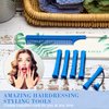 60 Pieces Short Hair Perm Rods Cold Wave Rods Plastic Perming Rods Hair Curling Rollers Curlers with Steel Pintail Comb Rat Tail Comb for Hairdressing Styling Supplies (0.35 Inch, Blue)