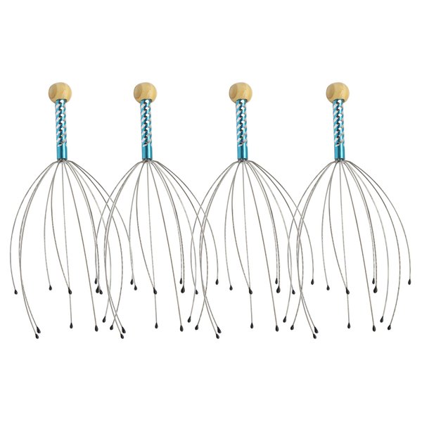 zdyCGTime Massager 4-Pack – Handheld Head Massage Tingler, Deep Relaxation & Stress Reduction & Stimulation of Scalp Neck Massager (Blue)