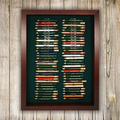 Eureka Golf Pencil Display Case | Holds 64 Round or Octagonal Golf Pencils | Cherry Finish | Made in the USA