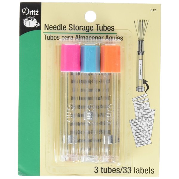 Dritz 812 Needle Storage Tubes (3-Count),Clear