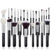 Jessup 25pcs Professional Makeup Brush Set Foundation Powder Concealer Eyeshadow Blending Blush Highlighter Natural-Synthetic Hair Brushes (Black/Silver)