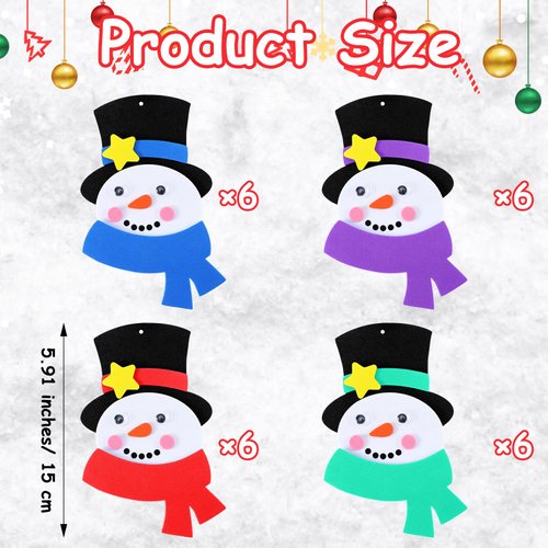 Yuxung 24 Sets Christmas Craft Kits DIY Christmas Snowman Necklace Crafts Kit Xmas Foam Crafts Christmas Holiday Gifts Party Favor Craft Activities