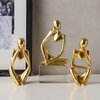 FJS Gold Decor Thinker Statues for Table Decor Abstract Art Sculpture Set of 3 Golden Resin Figurines Decorations for Home Living Room Office Shelf Decoration