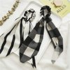 Black Yellow Scarf Scrunchies for Hair Ribbon Ties Bow Scrunchies with tail, Stripe Plaid Elastic Hair Scarf Black Hair Ties Bands Long Ponytail Scrunchies for Women (black white)