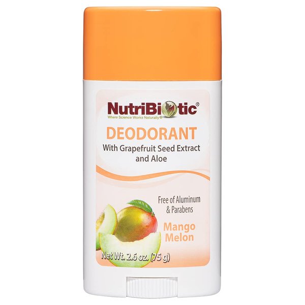 NutriBiotic Mango Melon Deodorant with GSE, 2.6 Ounce Stick | with Witch Hazel, Grapefruit Seed Extract, Aloe & Essential Oils | Vegan & Made without Aluminum, Paraben, Phthalates, Gluten & GMOs