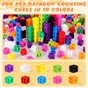 Jenaai 200 Pcs Math Cubes with Storage Container Counting Blocks Linking Cubes Connecting Cubes Math Manipulatives Educational Toy for Kids Age 4-8 Kindergarten STEM Activities Preschool(Pink)