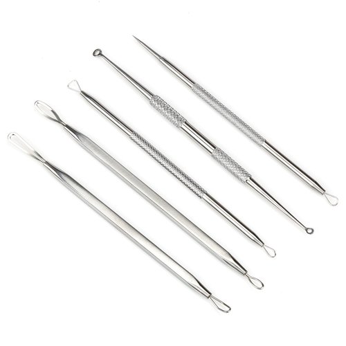 H&S Blackhead & Whitehead Remover Tool Kit - Stainless Steel Pimple Popper & Comedone Extractor Tools - Acne Facial Supplies w/Metal Case