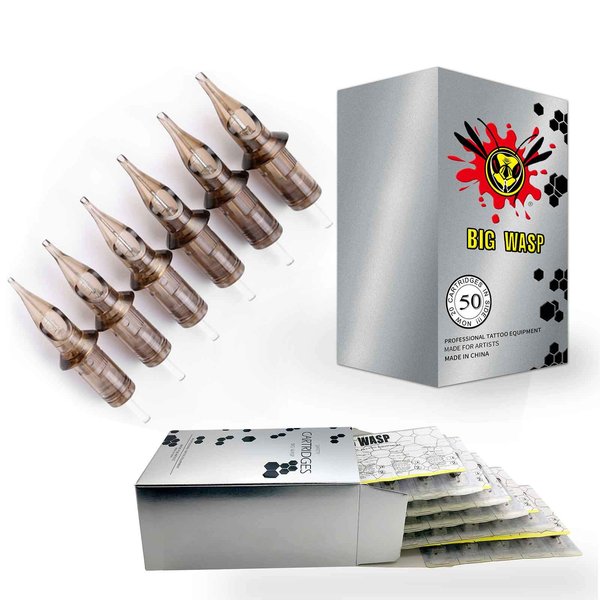 BIGWASP (3rd Gen) 50pcs Assorted Disposable Cartridge Tattoo Needles Round Liner Mixed 3RL 5RL 7RL 9RL 11RL (#12 Standard RL)