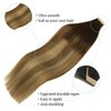 DOORES 20pcs 50g Hair Extensions Tape in Balayage Dark Brown to Chestnut Brown and Dirty Blonde Tape in Human Hair Extensions Real Hair Glue in Extensions Straight 16 Inch