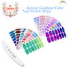 JERCLITY 12 Sheets Aurora Gradient Color Nail Polish Strips with Nail File Self-Adhesive Graffiti Cloud Rainbow Nail Stickers Full Nail Wraps for Women Kids Nail Strips Manicure Kit for DIY Nail Art