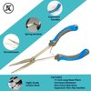 JC Long Nose Pliers Fishing Hook Remover 11 inches Stainless Steel Freshwater Saltwater Bent Fishing Pliers with Ergonomic, Spring-Assisted Handle