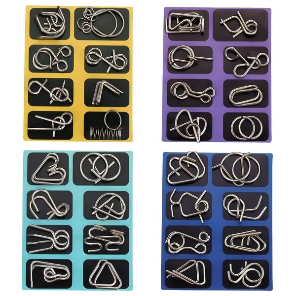 Metal Brain Teaser Puzzles, Set of 36 with Pouch, Steel IQ Games Physics Mind Metal Puzzles for Adults, Basket Stocking Stuffers for Boys Girls Adults Challenge Gifts