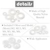 ATHYUTH 720-Pcs (9 Sizes) Round Nylon Washers White Flat Gasket Ring Sealing Washers Hardware Assortment Kit for Bolts and Screws.