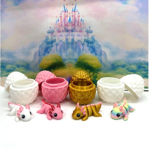 4pcs 3D Printed Articulated Mini Axolotl with Egg, Fidget Mini Axolotl Fidget Toy, Executive Desk Toy, Home Decor MA002