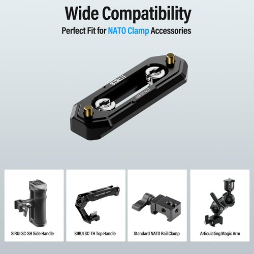 SIRUI 3 Pack NATO Rail Set, Quick Release 2"/48mm, 2.4"/60mm, and 3"/75mm Long NATO Rails with Safety Pins and 1/4" Screws for NATO Clamp Top Handle Side Handle, Kinds of Camera Rig, AM-NT467