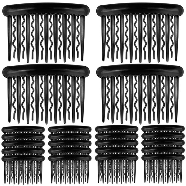 ELANE 24 Pcs Plastic Side Hair Twist Comb Small Hair Clip Comb with Teeth Hair Accessories Bridal Wedding Veil Comb for Women Girls and Crafts DIY 4 Colors. (Black)