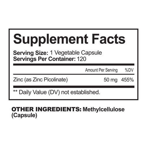 NutriFlair Zinc Picolinate 50mg, 120 Capsules - Maximum Absorption Zinc Supplement Pills - Immune System Booster, Immunity Defense, Powerful Non-GMO Antioxidant - Compare to gluconate, Citrate, Oxide