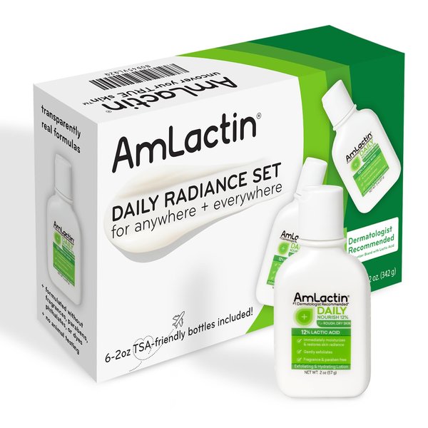 AmLactin Daily Nourish 12% - 2oz Bottles (6 Pack) - Body Lotion With 12% Lactic Acid, Dermatologist-Recommended