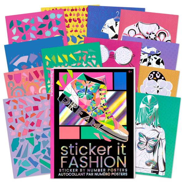 Fashion Angels Sticker It Fashion Sticker by Number Posters, Includes 500+ Trendy Stickers & 12 Posters, Fashion Themed Craft Kit for Tweens & Teens