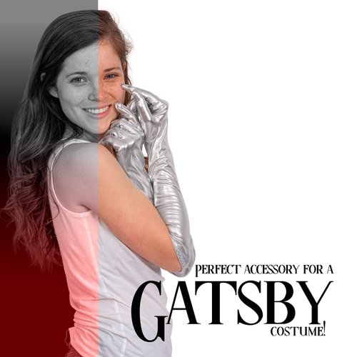 Skeleteen Silver Metallic Opera Gloves - Roaring 20's Fancy Flapper Elbow Evening Gloves Accessories for Women and Girls