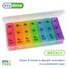 Ezy Dose Weekly (7-Day) Pill Case, Medicine Planner, Vitamin Organizer Box, Convenient and Easy to Use, X-Large Pop-Out Compartments, 3 Times a Day, Rainbow Lids with Case, BPA Free