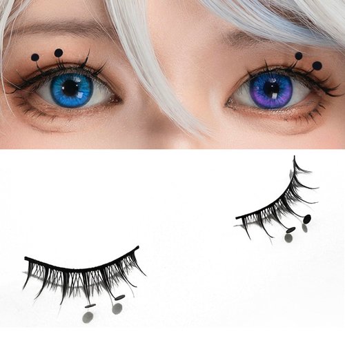 SEISAIDO Furina Cosplay Eyelashes for Women, 3D False Eyelashes for Cosplay, Focalors Black False Eyelashes
