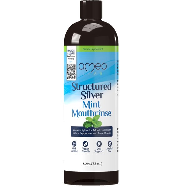 Structured Colloidal Silver Mouthwash Mint Flavor - All Natural Mouthwash with 10ppm Structured Silver for Bad Breath 16 oz