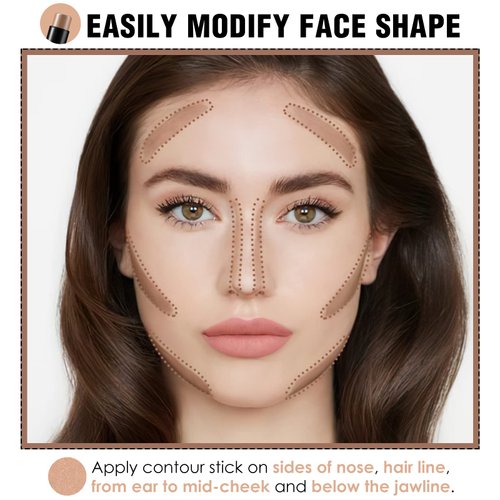 FOCALLURE Cream Contour Stick, Matte Bronzer Stick, Professional Face Shaping & Contouring Stick Makeup, Easy to Apply with Buildable Coverage, Long Lasting & Waterproof, MOCHA