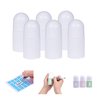 Refillable Roll-On Deodorant Bottles (6-Pack) - Empty - 1 Oz (30 ml) - 20 Writable Stickers - Twist Cap - For Homemade Natural Deodorant, Sunscreen, Moisturizer, etc.