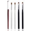XEAOHESY 5pcs French Tip Nail Brush Set Half Moon Shape Silver Handle Oblique Head Black Handle Nail Brushes Red Wooden Handle Gel Builder Ombre Brush for Nail Manicure Tools
