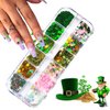 St. Patrick's Day Nail Art Glitters Green Clover Flakes Nail Sequins 3D Shamrocks Nail Art Glitter Design Holographic Leaf Sequin Nails Supplies Shine Lucky Nail Art Stickers Decorations DIY Crafts