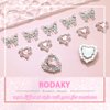 RODAKY 12PCS Butterfly Nail Charms Pink Heart Nail Gems 3D Silver Butterflies Nail Art Charms Shiny Nail Rhinestone Nail Decoration for Women Manicure DIY Crafts Design