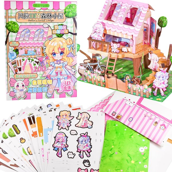 BROVITI DIY Fun 3D Forest Hut Scenes Activities Art Craft Make Your Own Mini Tree House Scenes Busy Card Paper Supplies for Relief Stress Pass The Time for Anyone Who Loves Creative Play