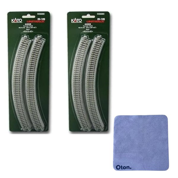 Kato USA Model Train Products Unitrack, 315mm (12 3/8") Radius 45-Degree Curve Track 4-Piece×2pack (8Piece)