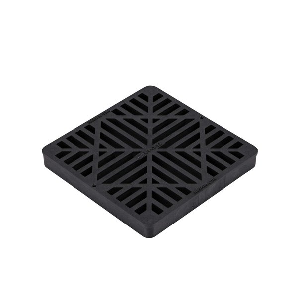 NDS 980G Square Catch Basin Drain, Diamond Design, Black Plastic, HDPE, 9 Inch