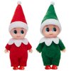 JOYIN 2PCS Christmas Elf Plush Doll, Red and Green Tiny Elf Doll with Clothes and Belt Pattern Soft Plush Christmas Accessories for Christmas Holiday Decorations, Christmas Dress-Up Party.